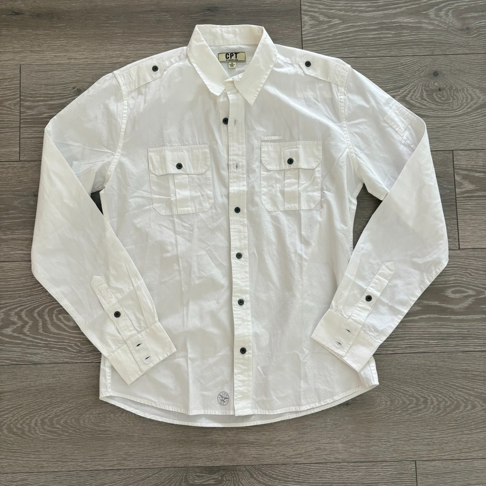 Vintage Cockpit‎ USA Mens White Long Sleeve D.I. Heritage Button Up Shirt Size M